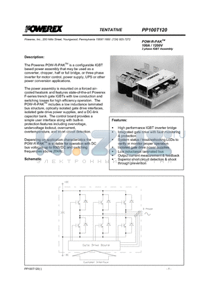 PP100T120 datasheet - POW-R-PAK 100A / 1200V 3 phase IGBT Assembly