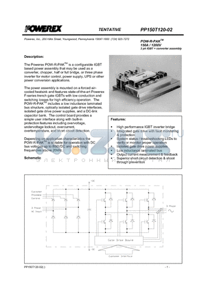 PP150T120-02 datasheet - POW-R-PAK 150A / 1200V 3 ph IGBT  converter assembly