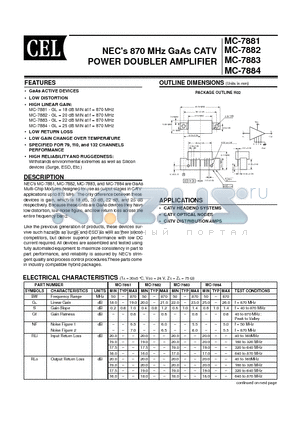 MC7884 datasheet - NECs 870 MHz GaAs CATV POWER DOUBLER AMPLIFIER