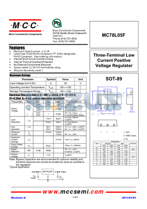 MC78L05F datasheet - Three-Terminal Low Current Positive Voltage Regulator