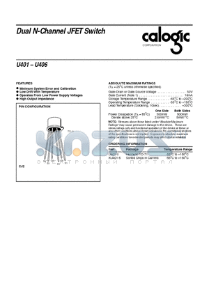 XU401 datasheet - Dual N-Channel JFET Switch