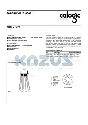 XU421 datasheet - N-Channel Dual JFET