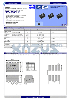 XV-8000LK datasheet - MINIATURE SIZE INCLINED GYRO SENSOR