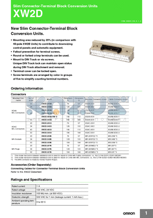 XW2D-20C6 datasheet - Slim Connector-Terminal Block Conversion Units