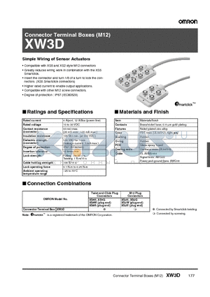 XW3D-P455-G11 datasheet - Connector Terminal Boxes (M12)