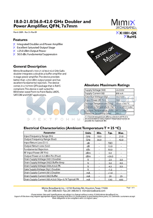 XX1001-QK_09 datasheet - 18.0-21.0/36.0-42.0 GHz Doubler