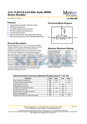 XX1007-BD_09 datasheet - 13.5-17.0/27.0-34.0 GHz GaAs MMIC