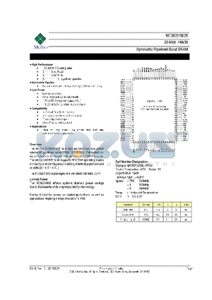 MC8051M36 datasheet - SYMMETRIC PIPELINED BURST SRAM