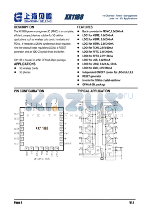XX1188 datasheet - The XX1188 power-management IC (PMIC) is an complete