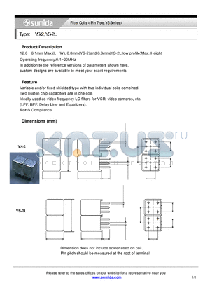 YS-2 datasheet - Filter Coils