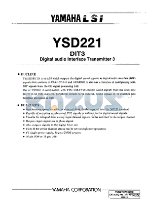 YSD221 datasheet - DIGITAL AUDIO INTERFACE TRANSMITTERR 3