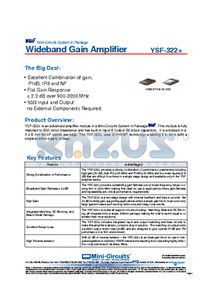YSF-322 datasheet - Wideband Gain Amplifier