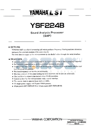 YSF224B datasheet - SOUND ANALYSIS PROCESSOR