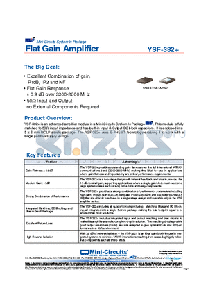 YSF-382+ datasheet - Flat Gain Amplifier