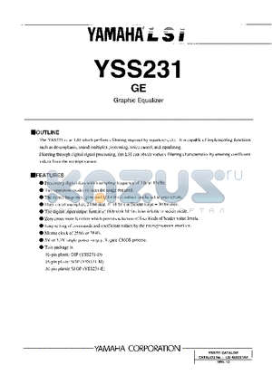 YSS231 datasheet - GRAPHIC EQUALIZER