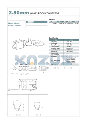 YST025J datasheet - 2.50mm PITCH CONNECTOR