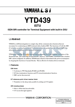 YTD439 datasheet - ISDN BRI controller for Terminal Equipment with built-in DSU