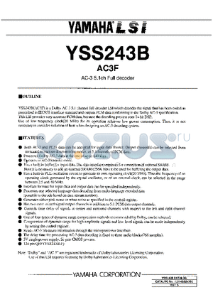 YSS243B datasheet - AC-3 5.1ch FULL DECODER