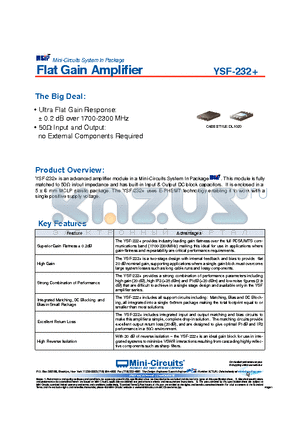 YSF-232+ datasheet - Flat Gain Amplifier