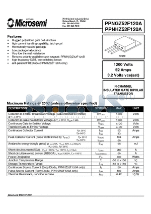 PPNGZ52F120A datasheet - N-CHANNEL INSULATED GATE BIPOLAR TRANSISTOR