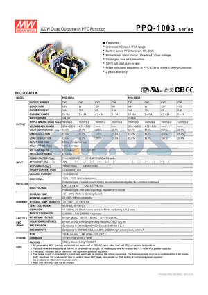 PPQ-1003A datasheet - 100W Quad Output with PFC Function