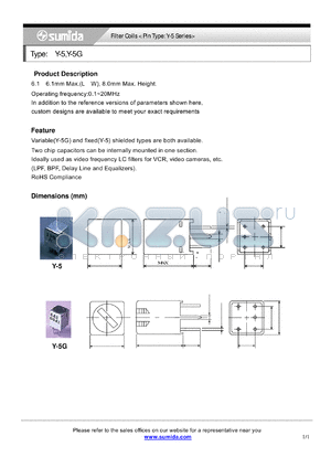 Y-5 datasheet - Filter Coils