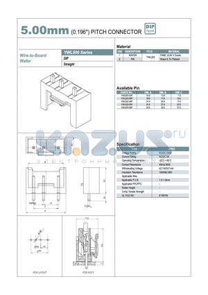 YWL500 datasheet - 5.00mm PITCH CONNECTOR