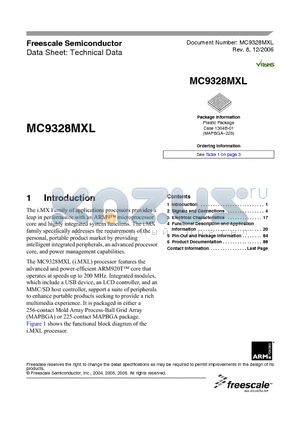 MC9328MXL datasheet - MX Family of applications processors