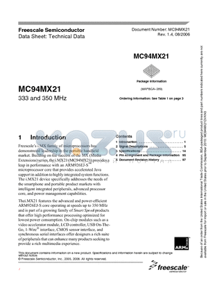 MC94MX21DVKN3 datasheet - 333 and 350 MHz
