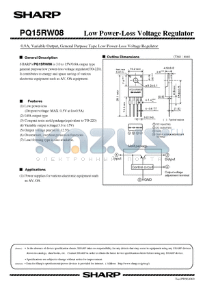 PQ15RW08 datasheet - Low Power-Loss Voltage Regulator