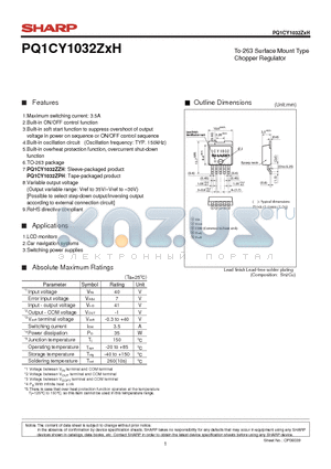 PQ1CY1032ZXH datasheet - To-263 Surface Mount Type Chopper Regulator