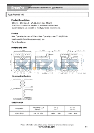 PQ2022 datasheet - General Power Transformer