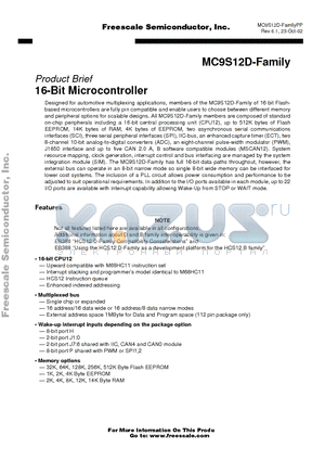 MC9S12D32 datasheet - 16-Bit Microcontroller