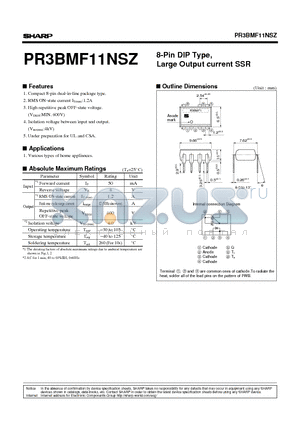 PR3BMF11NSZ datasheet - 8-Pin DIP Type, Large Output current SSR