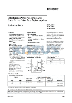 HCPL-5301 datasheet - Intelligent Power Module and Gate Drive Interface Optocouplers