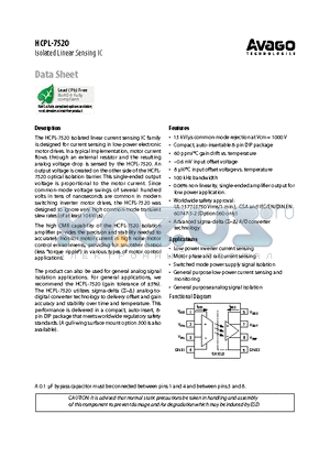 HCPL-7520 datasheet - Isolated Linear Sensing IC