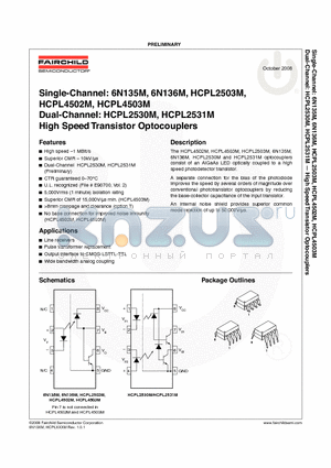 HCPL2503M datasheet - High Speed Transistor Optocouplers