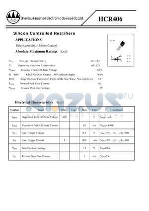 HCR406 datasheet - Silicon Controlled Rectifiers