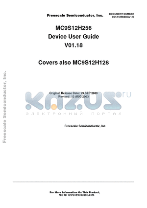 HCS12COREUG datasheet - Device User Guide V01.18
