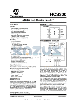 HCS300-SN datasheet - KEE LOQ Code Hopping Encoder