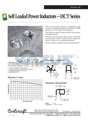 HCT-2-152-15L datasheet - Self Leaded Power Inductors