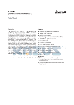 HCTL-2001 datasheet - Quadrature Decoder/Counter Interface ICs