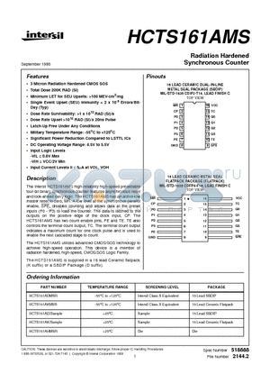 HCTS161ADMSR datasheet - Radiation Hardened Synchronous Counter