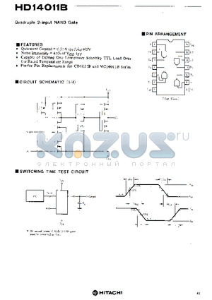 HD14011B datasheet - Quadruple 2-input NAND Gate