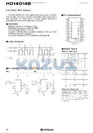 HD14014B datasheet - 8-bit Static Shift Register