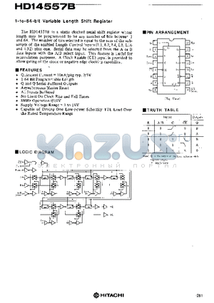 HD14557 datasheet - 1-to-64-bit Variable Length Shift Register