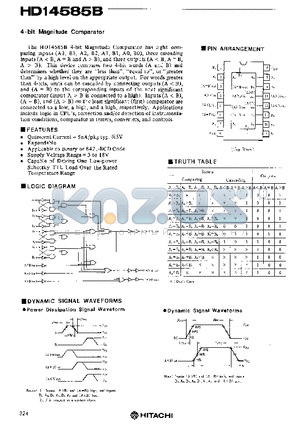 HD14585B datasheet - 4-bit Magnitude Comparator