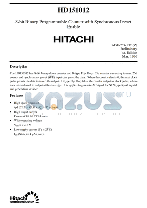 HD151012 datasheet - 8-bit Binary Programmable Counter with Synchronous Preset Enable