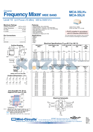MCA-35LH+ datasheet - Frequency Mixer WIDE BAND