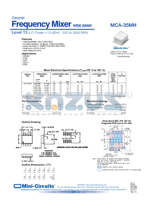 MCA-35MH datasheet - Frequency Mixer WIDE BAND